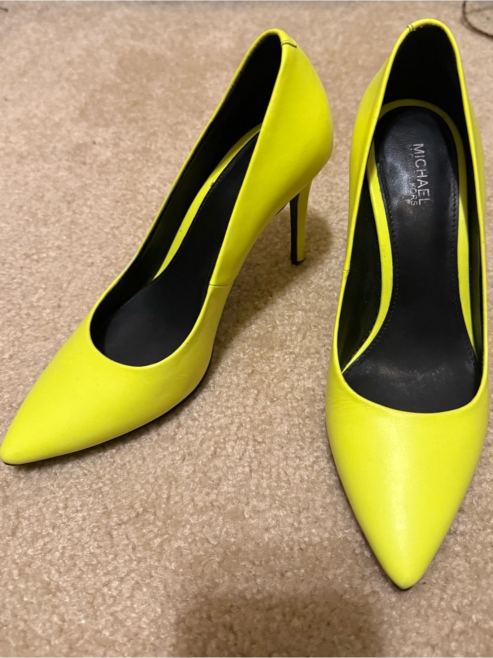 MICHAEL Michael Kors Neon Yellow Pointed Toe Stiletto Heels